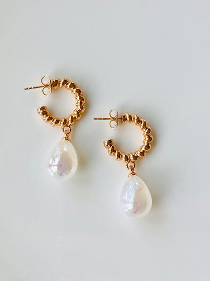 Pearl Drop Twist Earrings