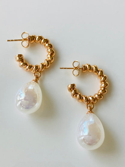 Pearl Drop Twist Earrings